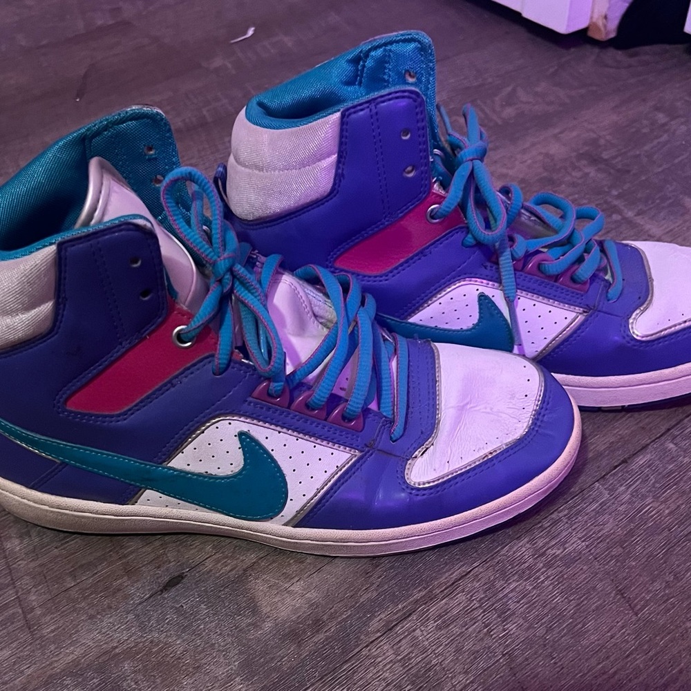 Nike Women's High-Top Sneakers - Blue and Purple